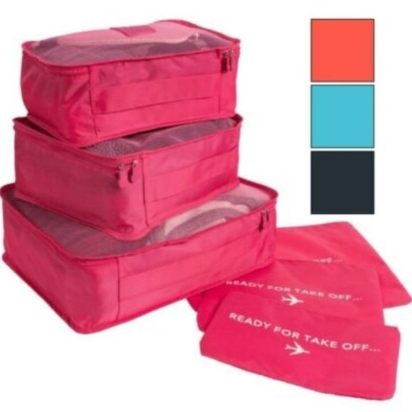 TWO- 6-Piece Luggage Packing Cubes & Laundry Pouches - Picture 1 of 8